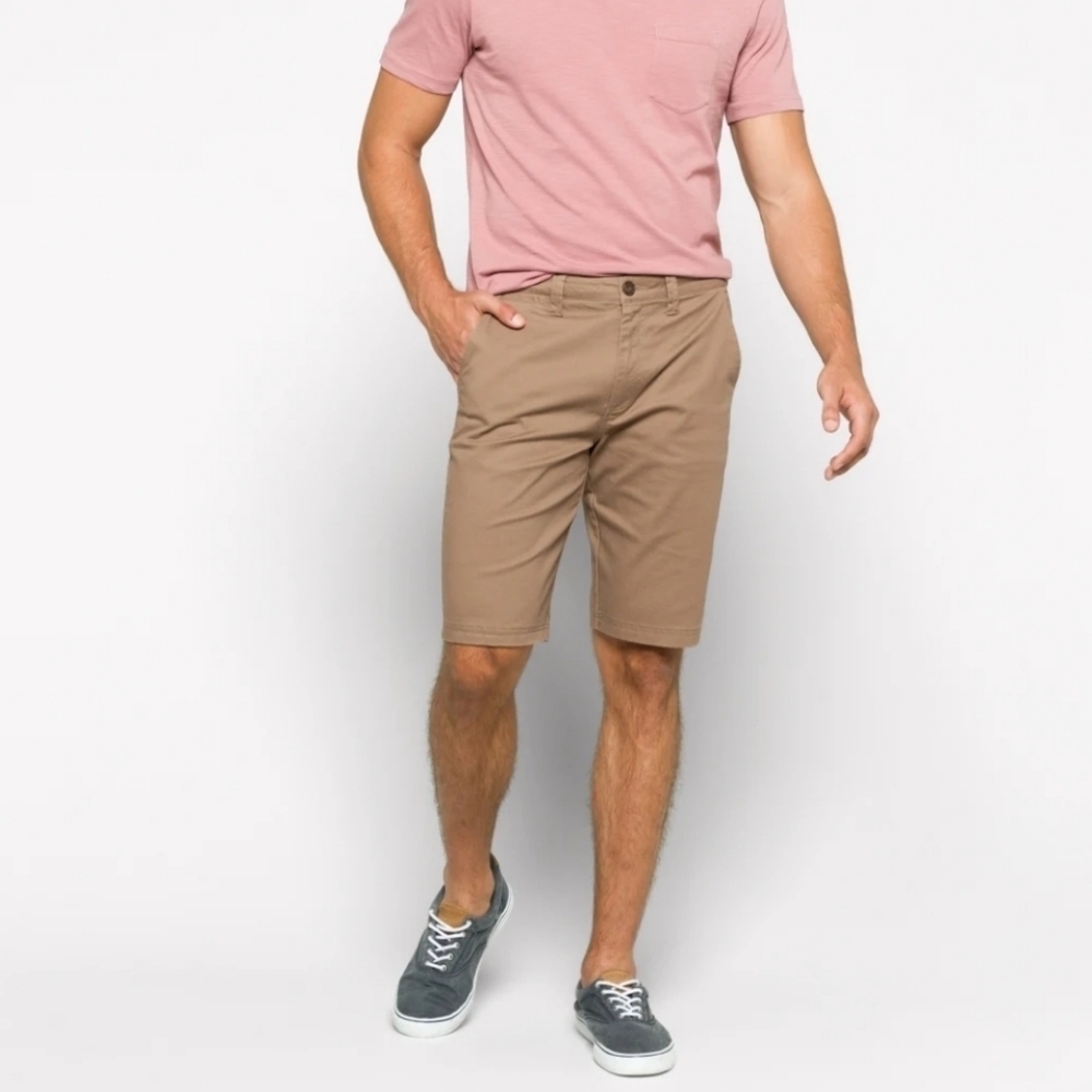 Flag & Anthem Men's Wingate Chino Shorts Long Length Khaki Tan Stretch - Sz 30